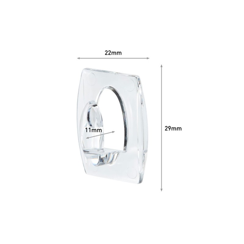 Mini ganchos, transparentes, 22 x 29 x 11 mm, 6 uds + 8 tiras, máx 225 g