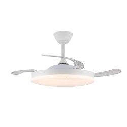 Ventilador de techo led 3cct aspas retráctiles stars evo smart 72 w 7920 lm blanco, aspas ø106 cm, plafón ø48,5 cm, altura 3 ...