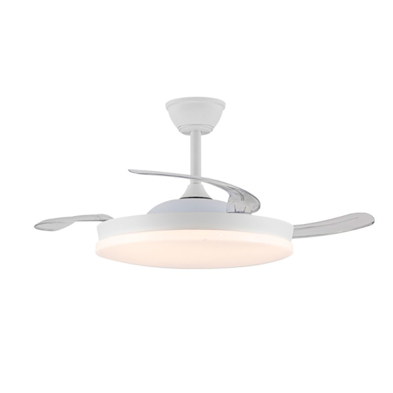 Ventilador de techo led 3cct aspas retráctiles stars evo smart 72 w 7920 lm blanco, aspas ø106 cm, plafón ø48,5 cm, altura 3 ...