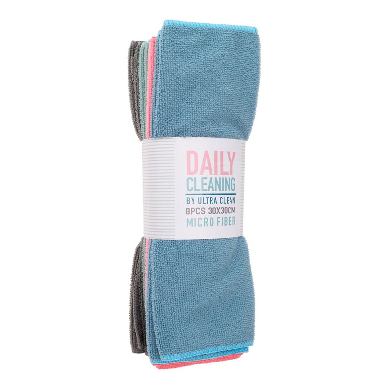 Bayeta microfibra 30 x 30 cm, 8 uds, colores surtidos