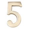 Número 5 latón pulido 10cm fijación invisible