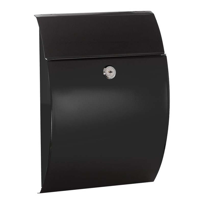 Buzón individual exterior, pequeño, galán, acero, negro, 21 x 7,5 x 29 cm