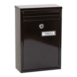 Buzón individual exterior, pequeño, zaguán, acero, negro, 22 x 8 x 32 cm