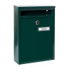 Buzón individual exterior, pequeño, zaguán, acero, verde, 22 x 8 x 32 cm