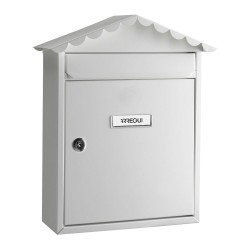 Buzón individual exterior, mediano, visit, acero, blanco, 30 x 11 x 36 cm