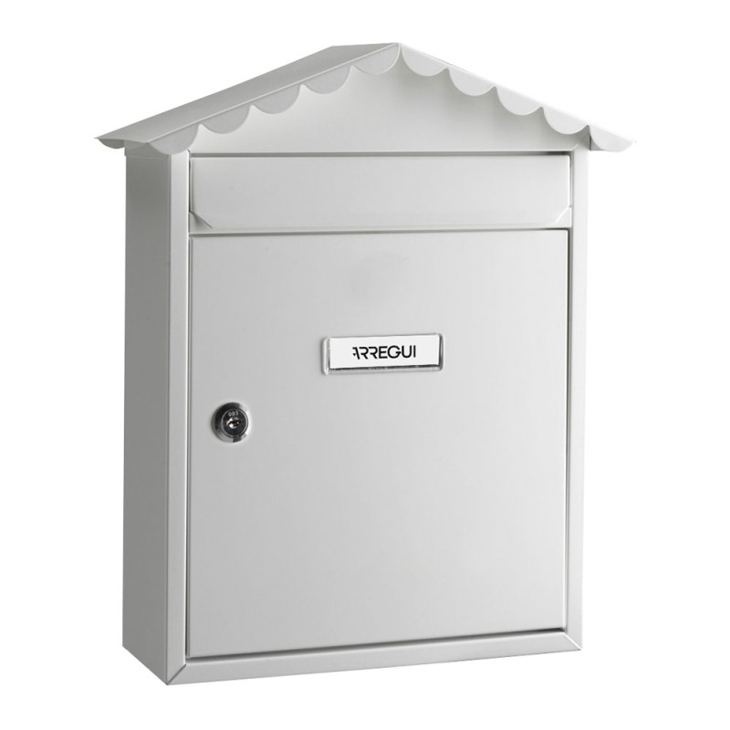 Buzón individual exterior, mediano, visit, acero, blanco, 30 x 11 x 36 cm