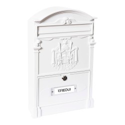 Buzón individual exterior mediano, residencia, aluminio, blanco, 26 x 9 x 42 cm