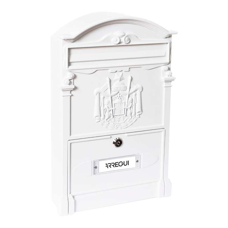 Buzón individual exterior mediano, residencia, aluminio, blanco, 26 x 9 x 42 cm