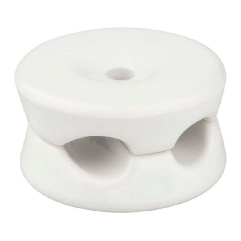 Sujetacables porcelana redondo doble blanco, 5 uds ø32 x 18,6 mm