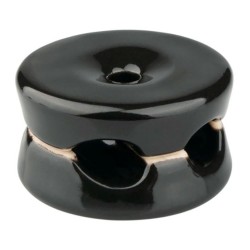 Sujetacables porcelana redondo doble negro, 5 uds ø32 x 18,6 mm