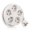 Prolongador redondo con 5 tomas 2p+t schuko, con interruptor, 16 a 250 v, cable h05vv-f 3g1,5mm de 1,5 m, blanco