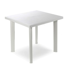 Mesa cuadrada color blanco para exterior 80 x 75 x 72 cm