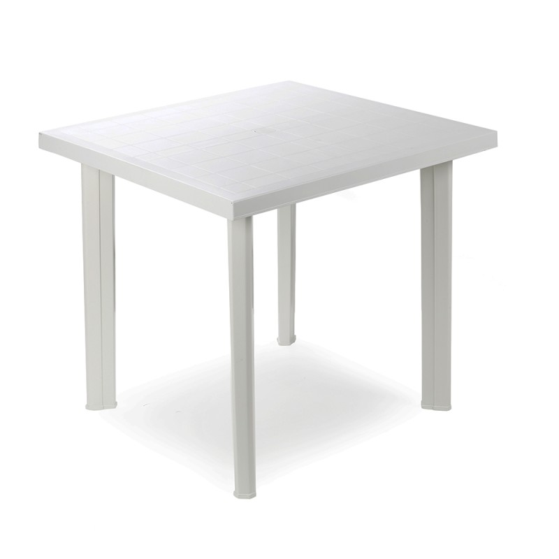 Mesa cuadrada color blanco para exterior 80 x 75 x 72 cm