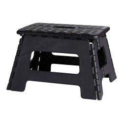 Banqueta plegable negra, 35 x 28,5 x 22 cm