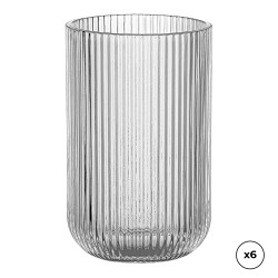 Vaso de cristal con rayas en relieve 430 ml, 6 uds