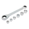 Llave de estrella cr-v doble con carraca, 6 bocas intercambiables, 14 x 19 mm, 7 piezas