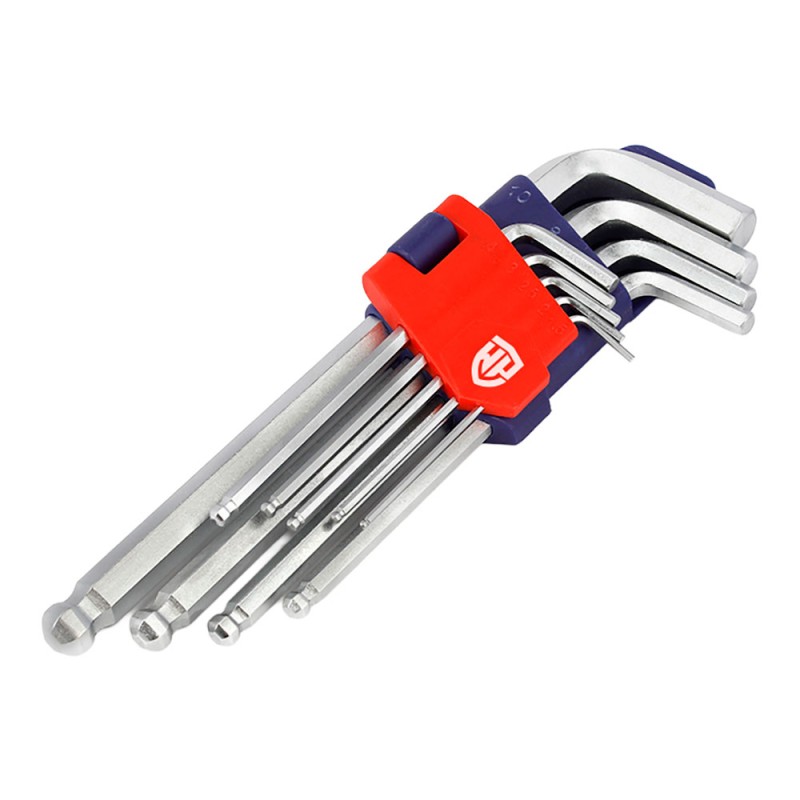 Llaves allen cr-v con punta esférica, juego 9 piezas, (métrico)