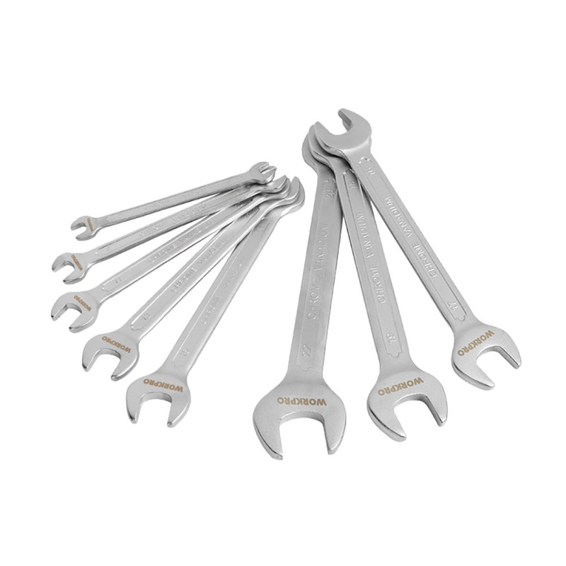 Llaves fijas cr-v de doble boca, juego 8 piezas