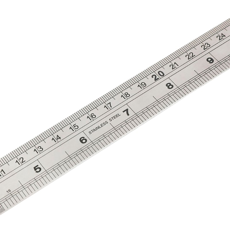 Regla de acero inoxidable, métrico-sae, 600 mm