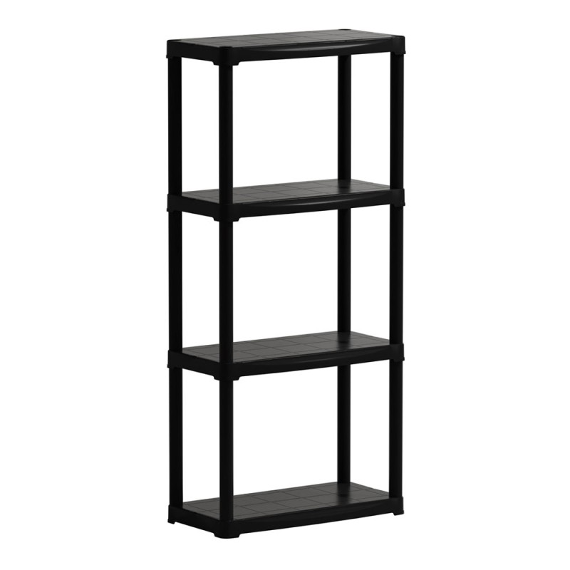 Estantería línea tempo con 4 estantes de polipropileno negro, 60 x 30 x 133 cm