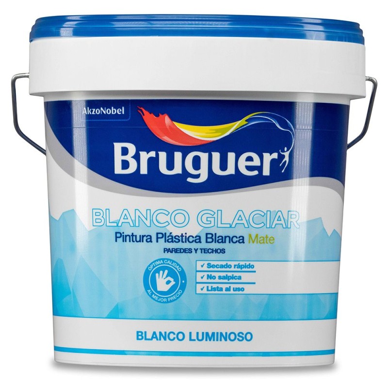 Pintura plástica vinílica interior blanco glaciar mate, 15 l