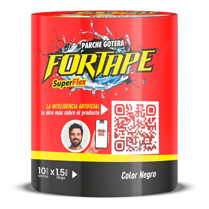 Cinta parche tapa gotera negro pvc rollo 10 x 150 cm