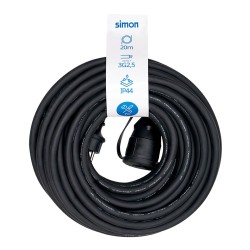 Prolongador profesional 20 m, ip44, h07rn-f 3 g 2,5 mm, 1 toma con tapa, 16 a 250 v~, negro