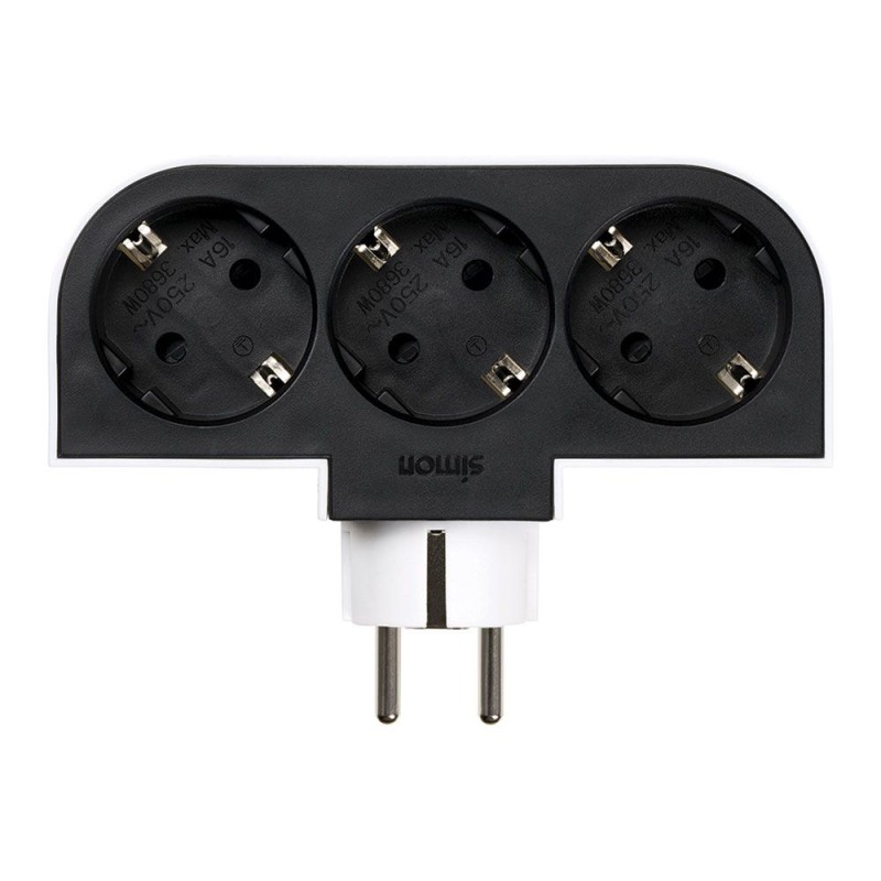 Adaptador giratorio schuko 3 tomas 16a 250 v~