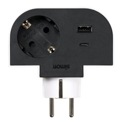 Adaptador giratorio schuko 1 toma + usb a+c 30 w 16 a 250 v~