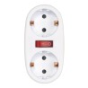 Adaptador 2 tomas schuko frontal con interruptor, 16 a 250 v~, blanco