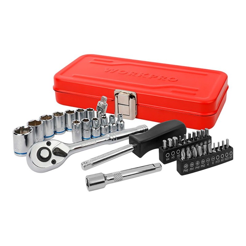 Llave de carraca, ¼ pulg, juego 37 piezas