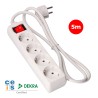 Prolongador con 4 tomas 2p+t, 16 a 250 v de cable h05vv-f 3g + interruptor luminoso 5 m.