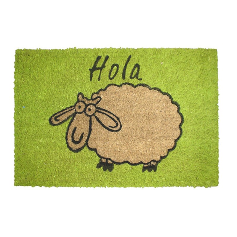 Felpudo de fibra de coco pintado diseño oveja, 60 x 40 cm