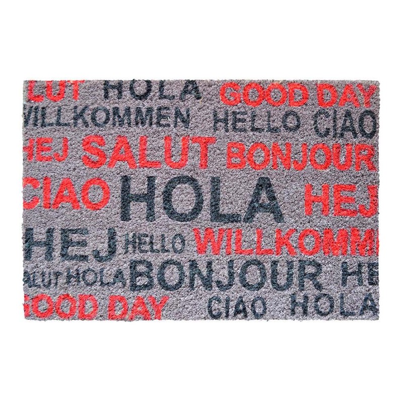 Felpudo de fibra de coco pintado diseño saludos, 60 x 40 cm
