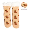 Calcetines capibara estampados antideslizantes con forro de borreguito suave, talla 30 - 35