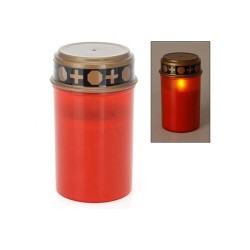 Vela para difuntos (cementerio) con luz led. 2 x lr14 (pilas no incluidas) luz blanco cálido