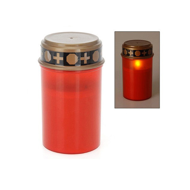 Vela para difuntos (cementerio) con luz led. 2 x lr14 (pilas no incluidas) luz blanco cálido