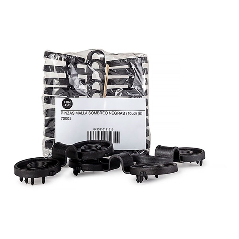Pinzas para malla sombreo, negras, 10 uds