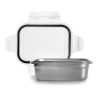 Fiambrera rectangular de acero inoxidable con tapa hermética de plástico 1600 ml