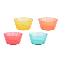 Cuenco reutilizable de rayas en relieve ø15 x 7 cm, de colores surtidos, 4 uds