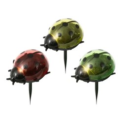 Estaca solar en forma de mariquita, colores surtidos, ø8 x 6 x 14 cm