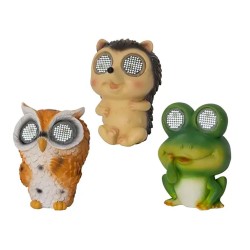 Figura solar de animal, modelos variados, 8 x 7 x 11 cm