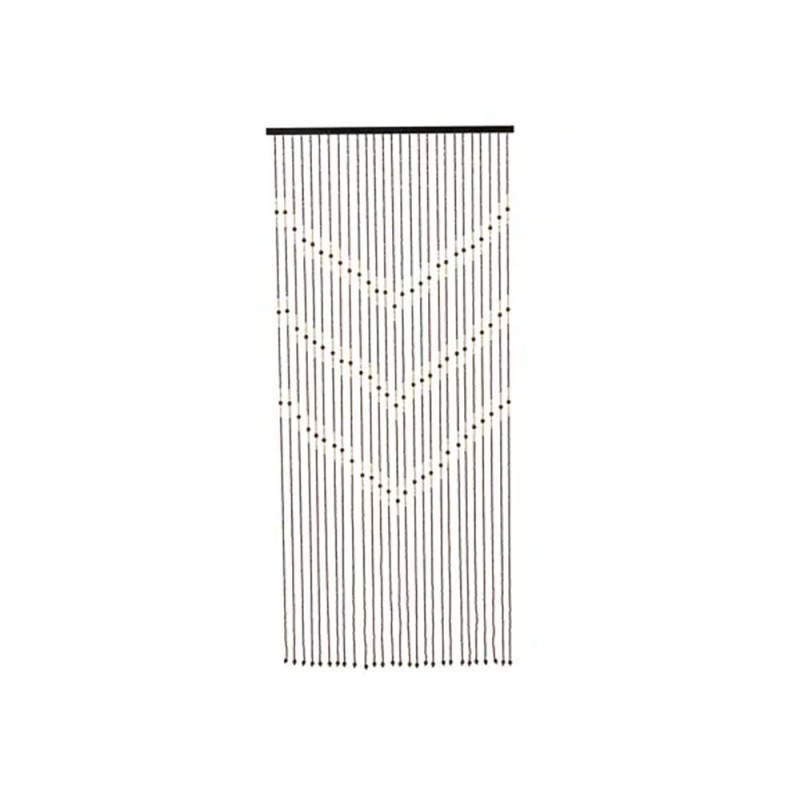 Cortina para puerta de bambú a rayas y barra de bambú 90 x 200 cm