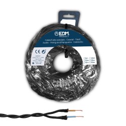 Carrete cable paralelo textil trenzado h05vv-f 2 x 1,50 mm negro, 25 m