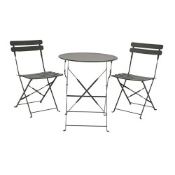 Conjunto de mesa y 2 sillas helsingborg, plegables, de acero, gris antracita