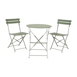 Conjunto de mesa y 2 sillas helsingborg, plegables, de acero, verde