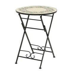 Mesa metálica/mosaico plegable atenas color negro para exterior ø58 x 75 cm