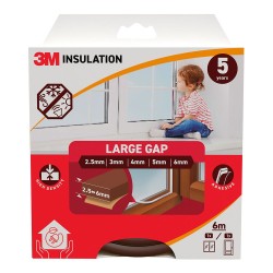 Burlete de aislamiento clásico para huecos grandes de 2,5 - 6 mm, marrón, 6 m