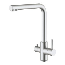 Grifo monomando de cocina caño alto osmosis, inox cepillado, 3 vías