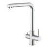 Grifo monomando de cocina caño alto osmosis, inox cepillado, 3 vías